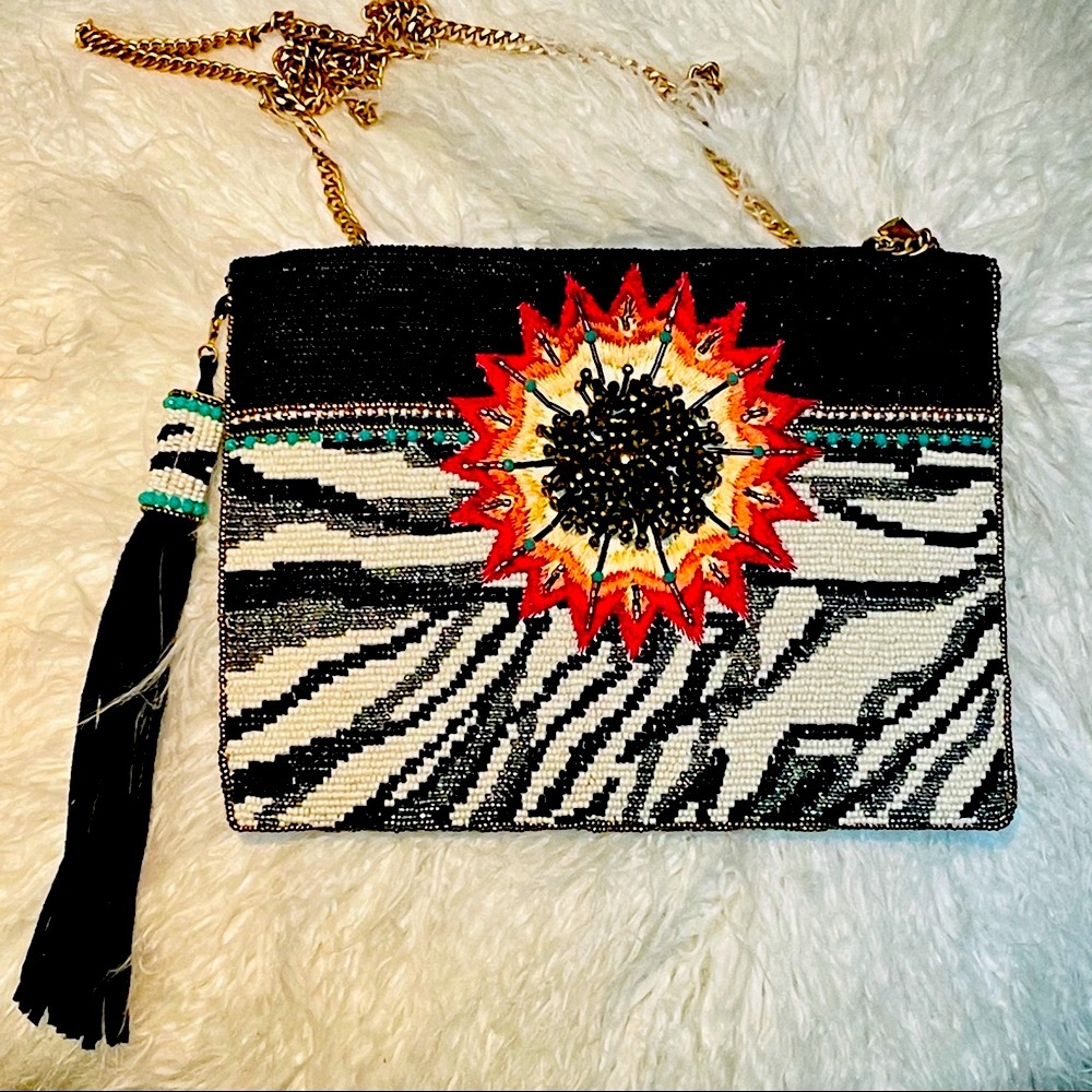 Mary Frances Southwest Sunflower Tiger lily beaded bag